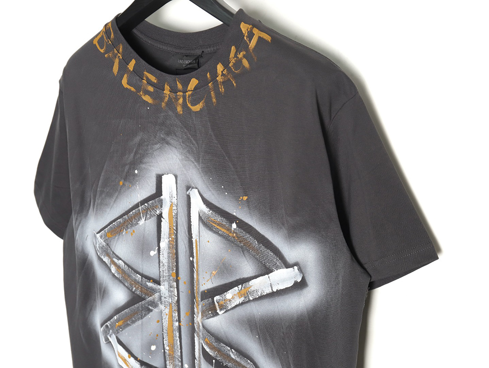 Balenciaga washed hand-painted lettering round neck T-shirt