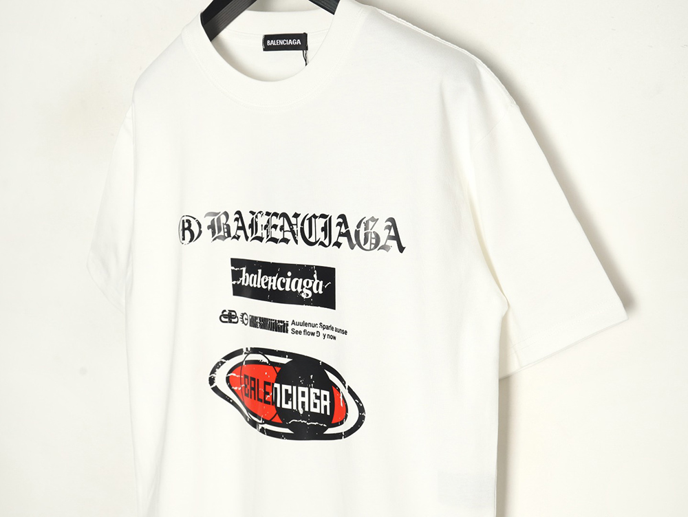 Balenciaga Destroyed Letters Short Sleeve T-shirt
