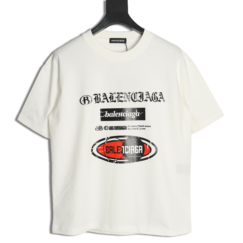 Balenciaga Destroyed Letters Short Sleeve T-shirt