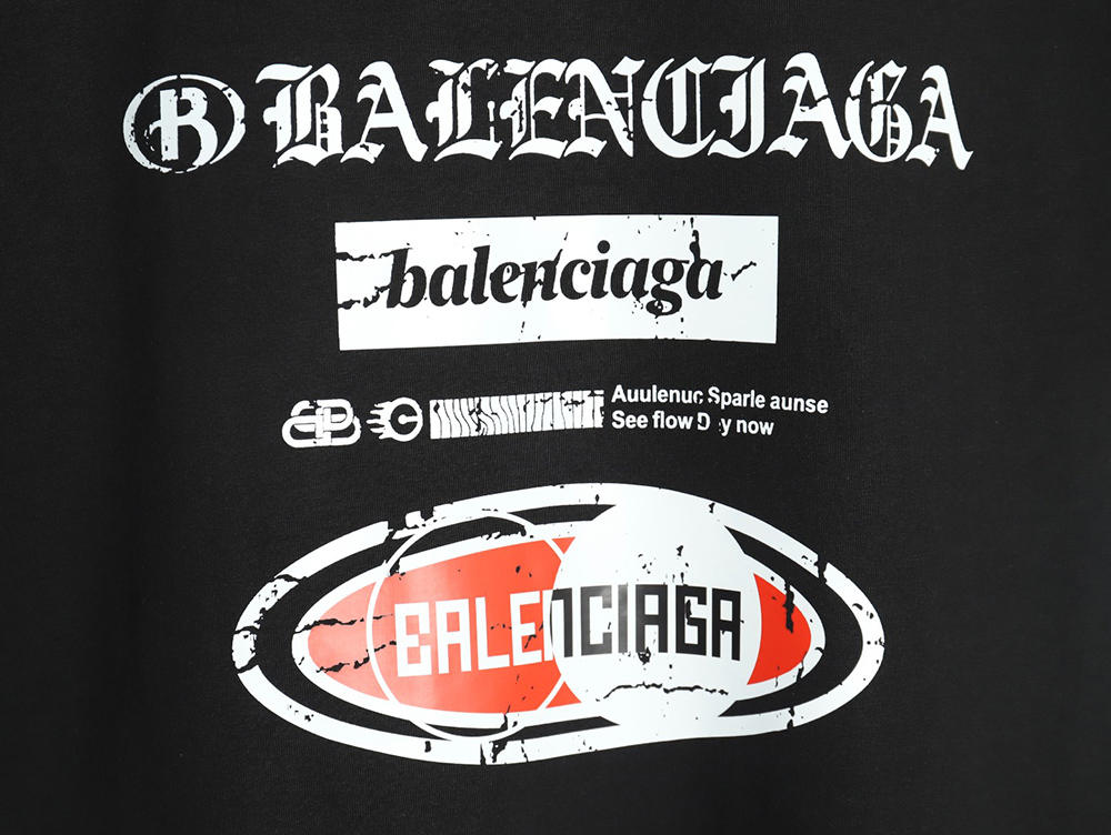Balenciaga Destroyed Letters Short Sleeve T-shirt TSK1