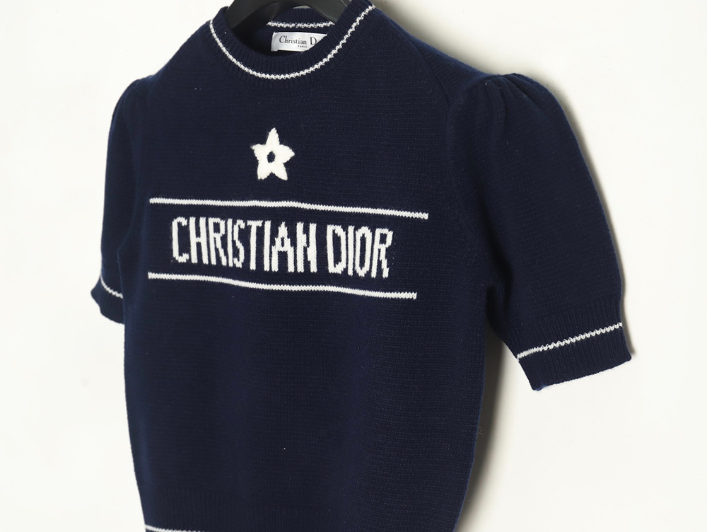 Dior letter knitted sweater short sleeves