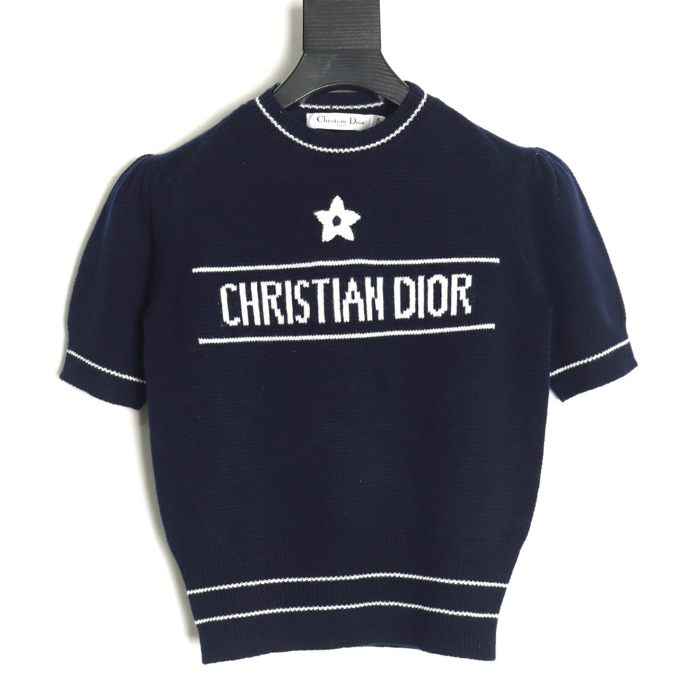 Dior letter knitted sweater short sleeves