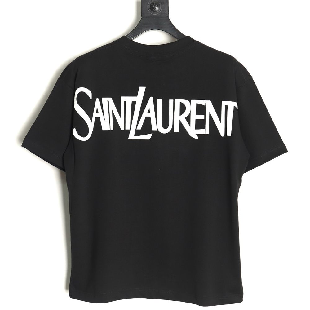 Saint Laurent back lettering logo foam print short sleeve T-shirt