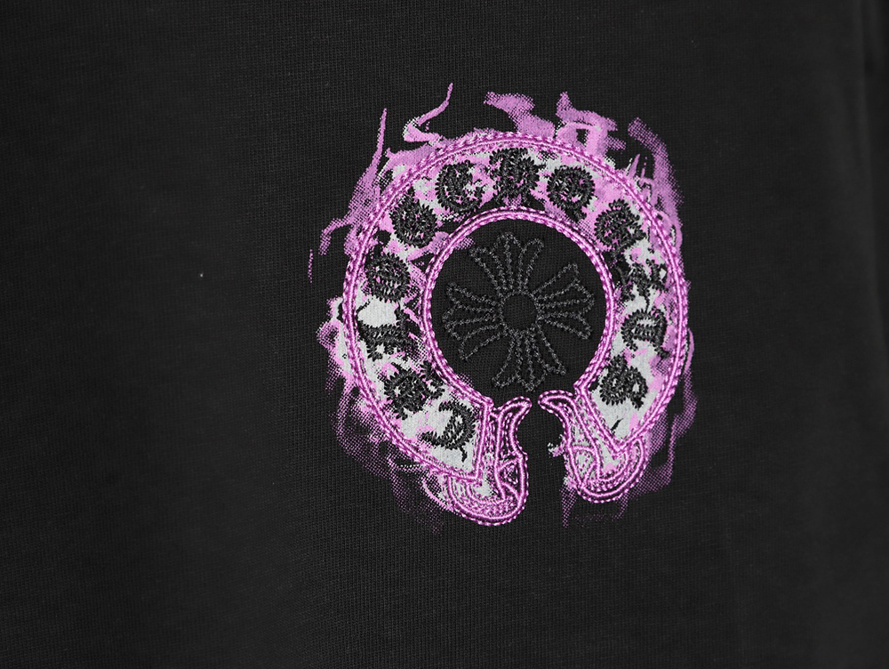 Chrome Hearts Purple Horseshoe Short Sleeve T-Shirt