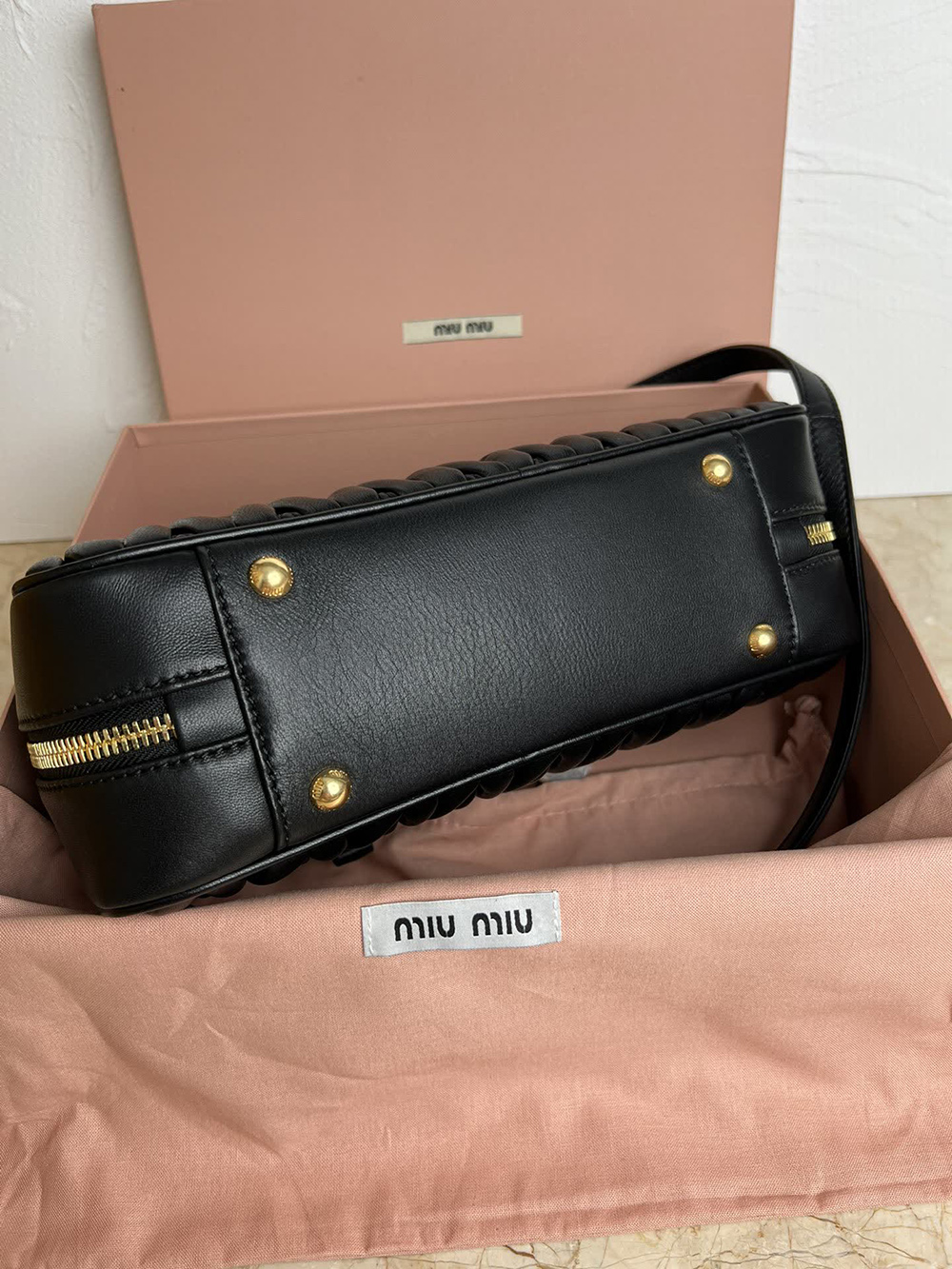 Miu Miu Arcadie matelassé nappa leather bags 5BB148 27*12*9cm