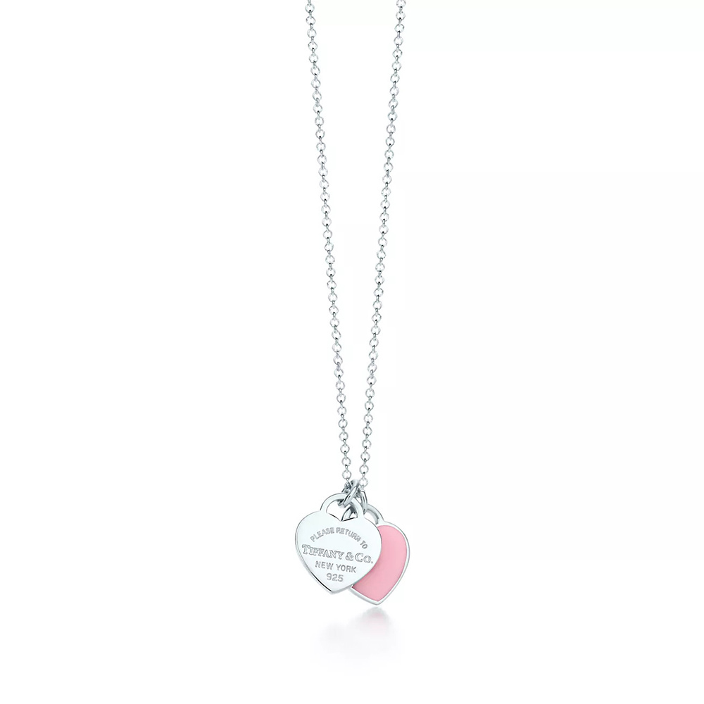 Tiffany Pink Double Heart Tag Pendant