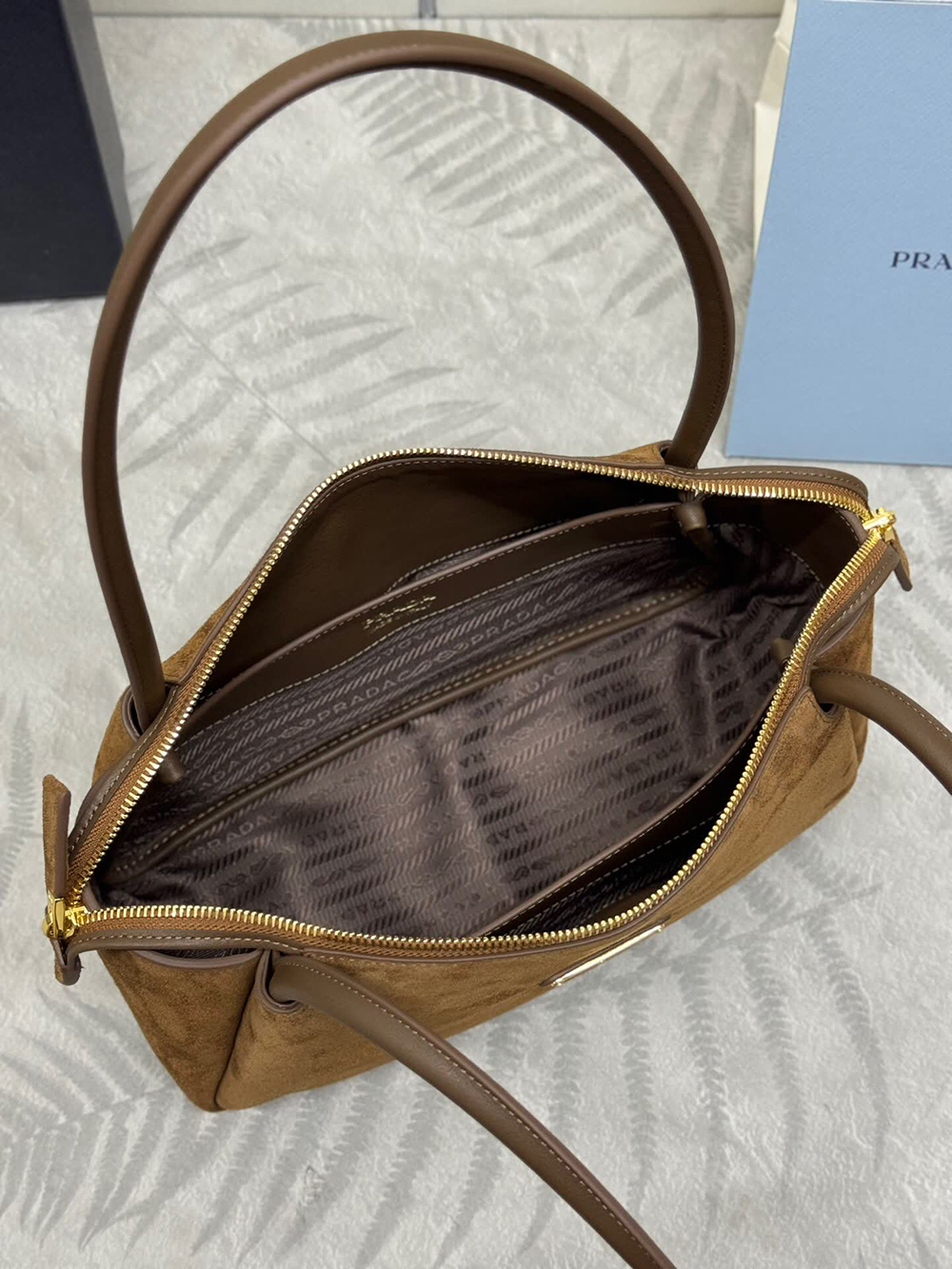 Prada suede shoulder bags 1BA444 10.5*28*16cm