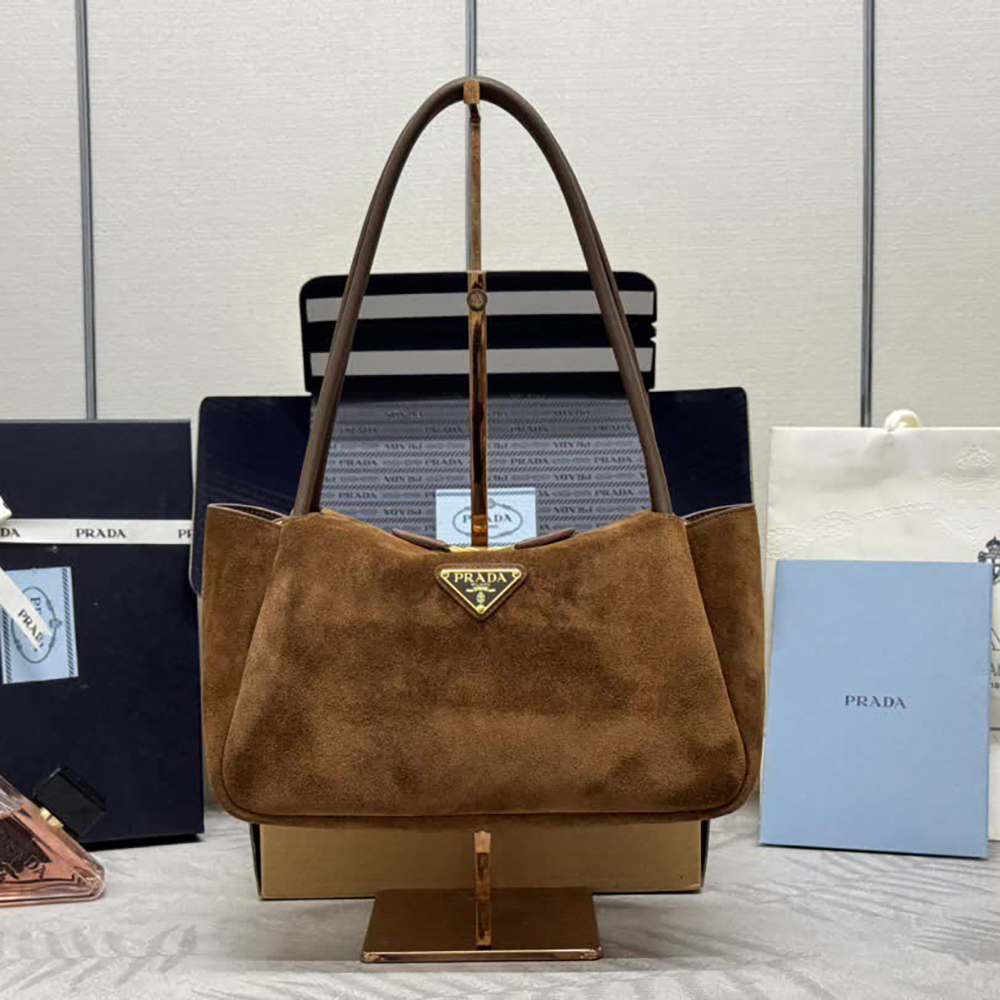 Prada suede shoulder bags 1BA444 10.5*28*16cm