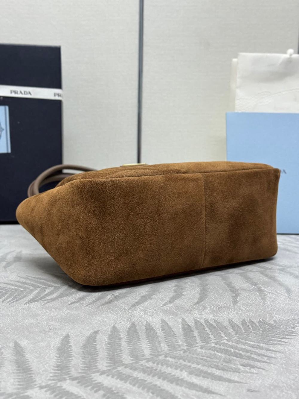 Prada suede shoulder bags 1BA444 10.5*28*16cm