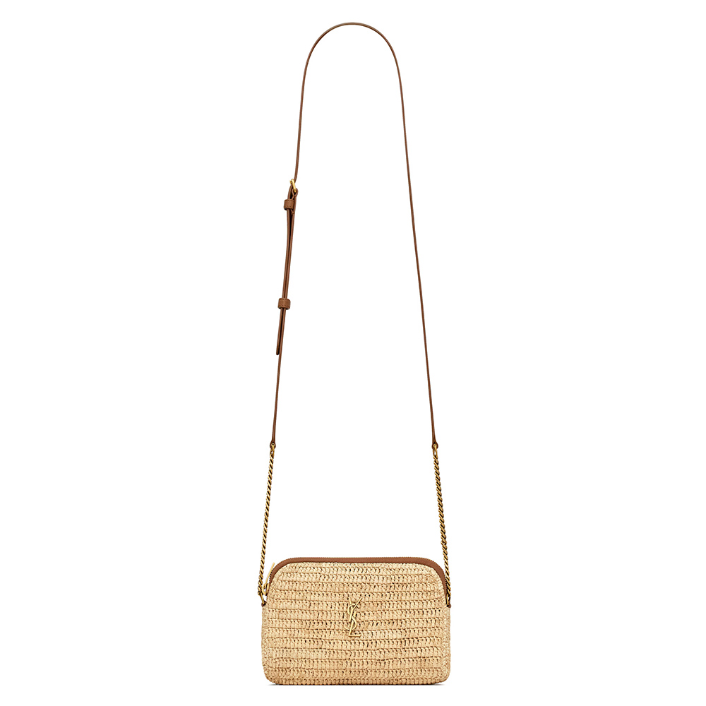 Saint Laurent gaby zipped pouch in raffia Bags 774293 18*13*3.5cm
