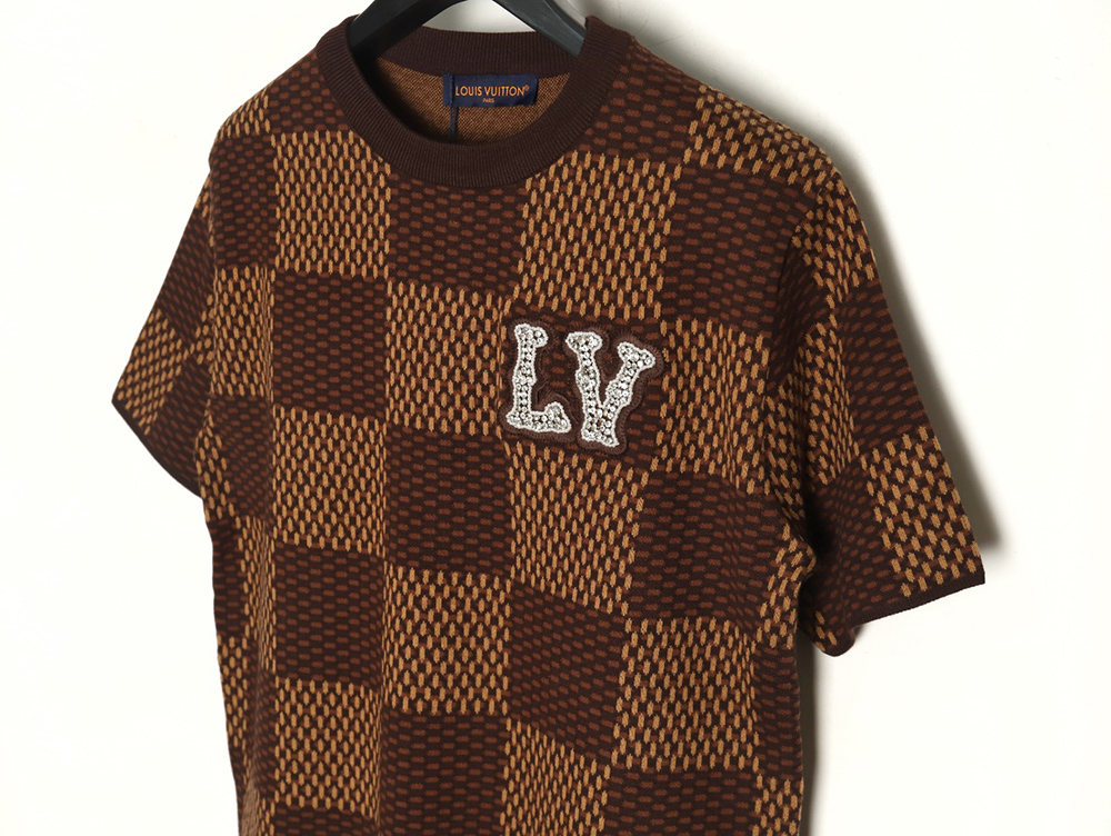 Louis Vuitton Pharrell diamond logo checkerboard knit short-sleeve