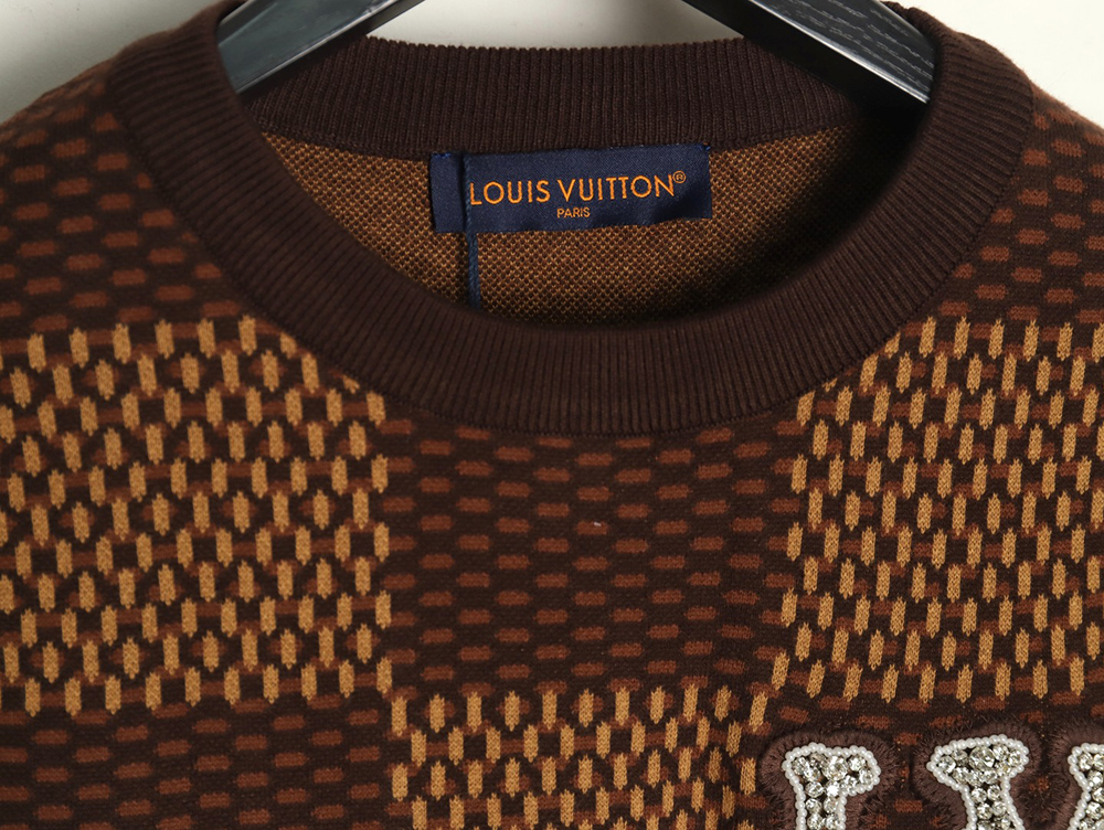 Louis Vuitton Pharrell diamond logo checkerboard knit short-sleeve