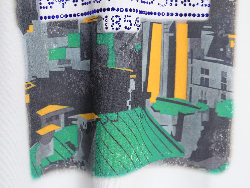 Louis Vuitton World Map Art Print Rhinestone Short Sleeve T-Shirt