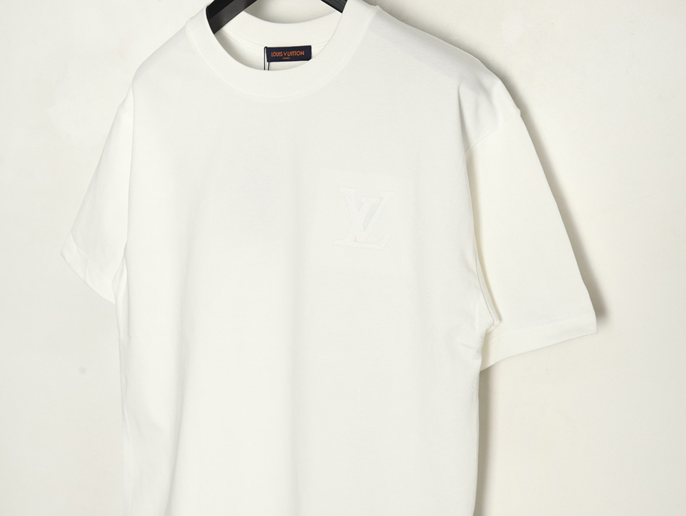 Louis Vuitton dark pattern large logo embroidered short sleeve T-shirt