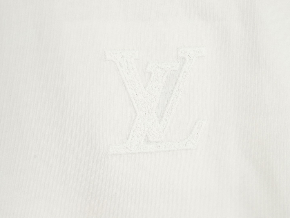 Louis Vuitton dark pattern large logo embroidered short sleeve T-shirt