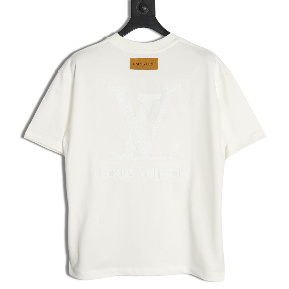 Louis Vuitton dark pattern large logo embroidered short sleeve T-shirt