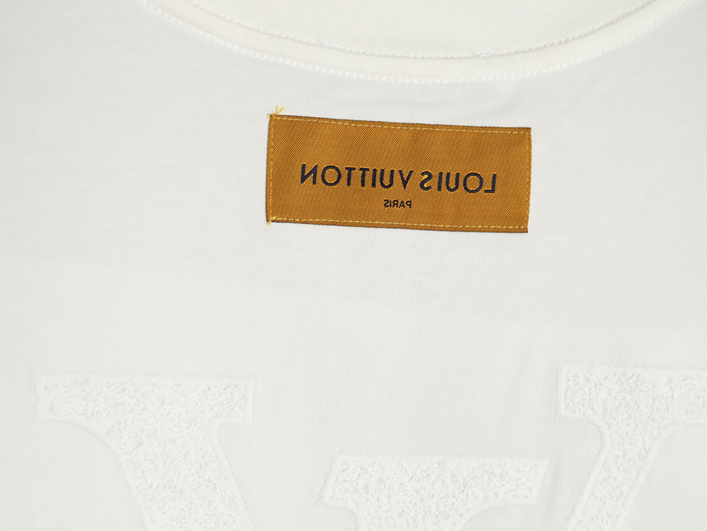 Louis Vuitton dark pattern large logo embroidered short sleeve T-shirt