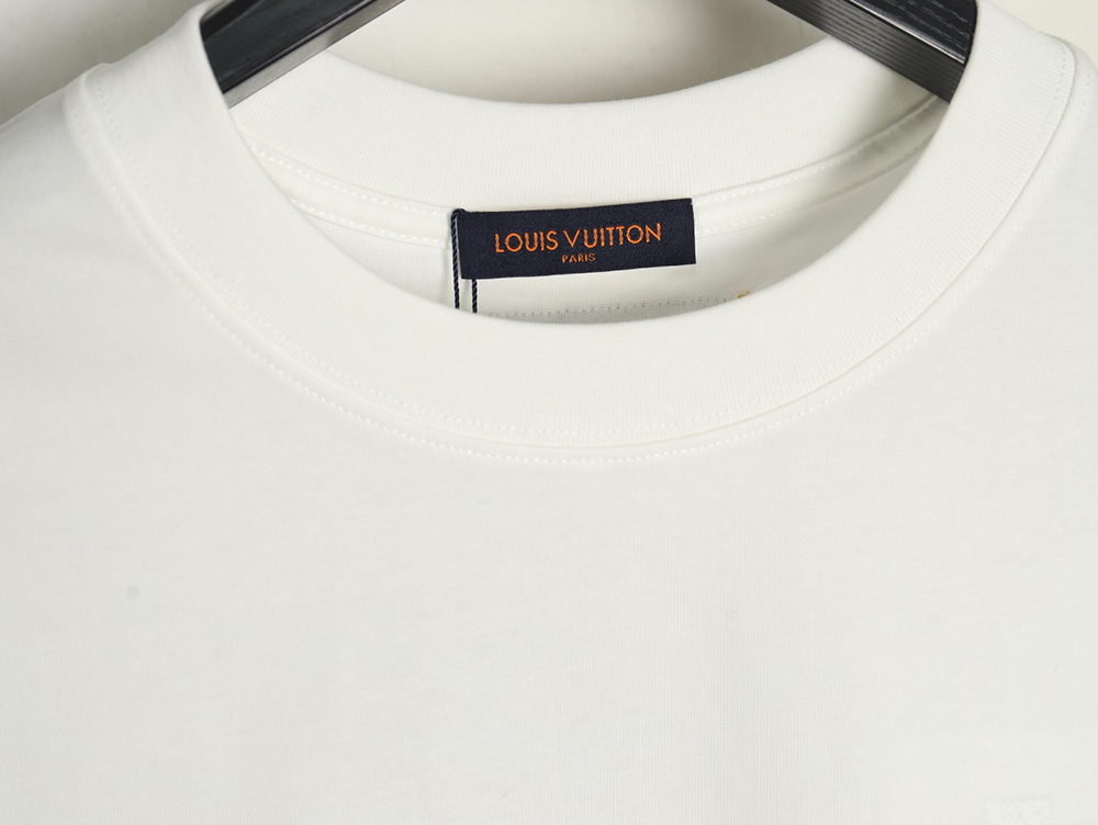 Louis Vuitton dark pattern large logo embroidered short sleeve T-shirt