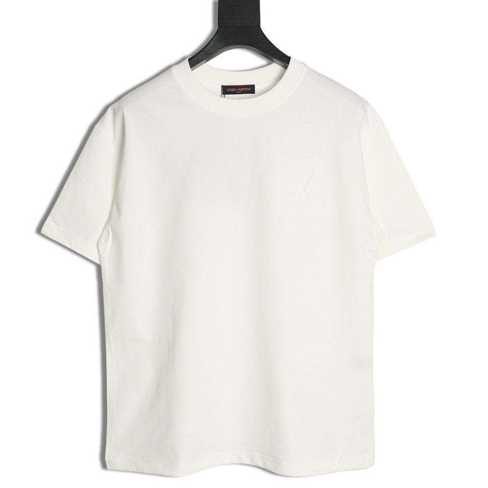 Louis Vuitton dark pattern large logo embroidered short sleeve T-shirt