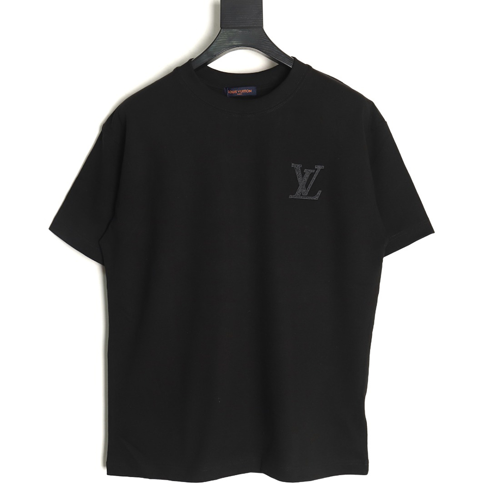 Louis Vuitton dark pattern large logo embroidered short sleeve T-shirt TSK1