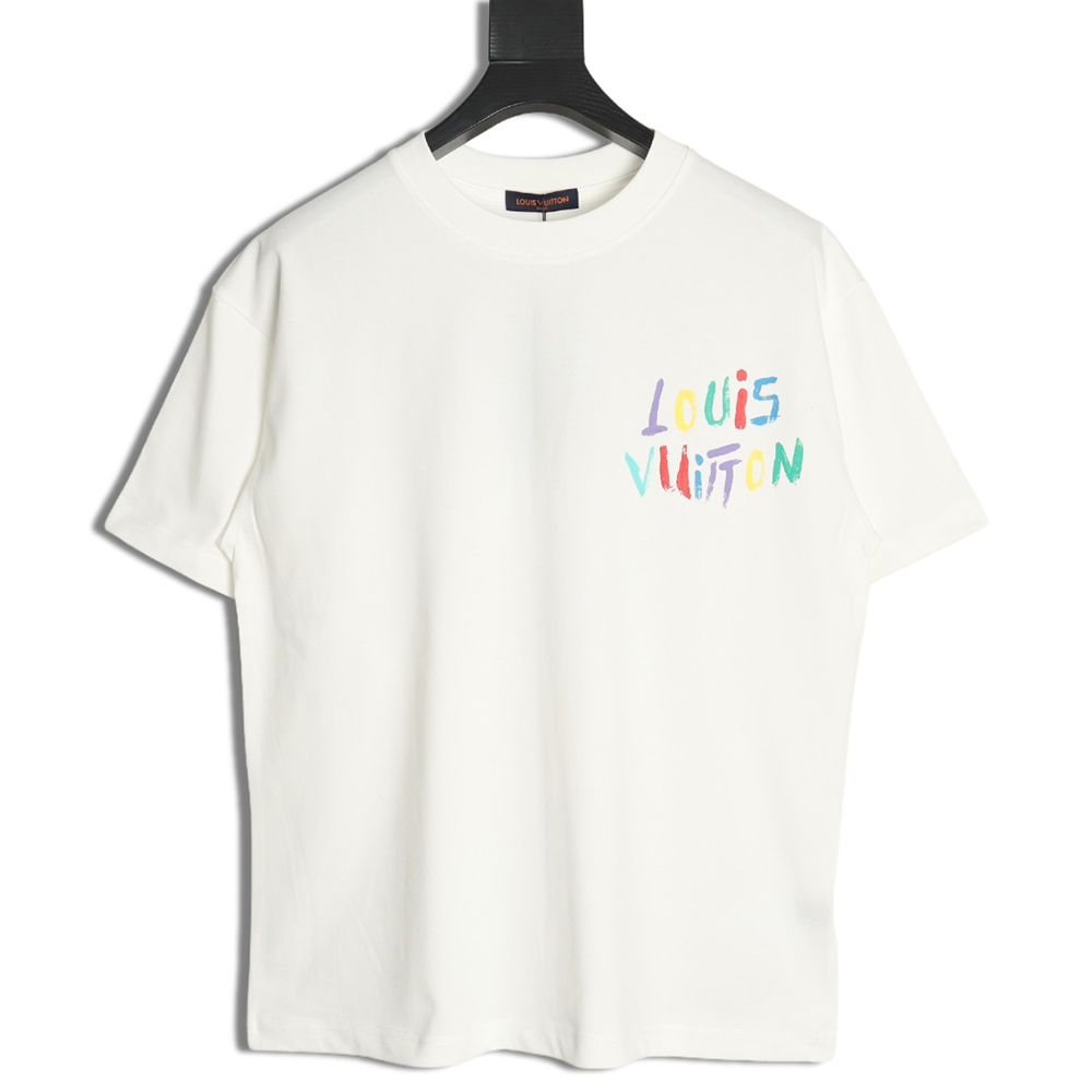 Louis Vuitton hand-painted colorful logo graffiti short-sleeved T-shirt