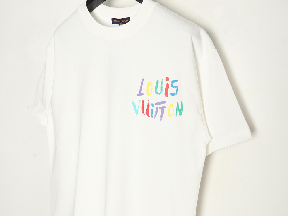 Louis Vuitton hand-painted colorful logo graffiti short-sleeved T-shirt