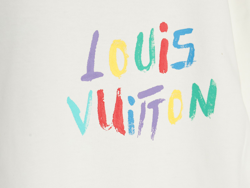 Louis Vuitton hand-painted colorful logo graffiti short-sleeved T-shirt