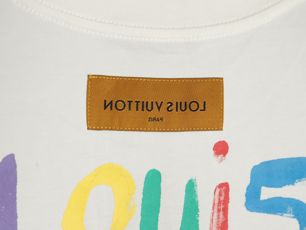 Louis Vuitton hand-painted colorful logo graffiti short-sleeved T-shirt