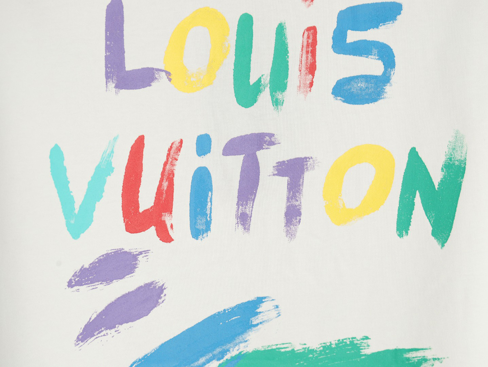 Louis Vuitton hand-painted colorful logo graffiti short-sleeved T-shirt