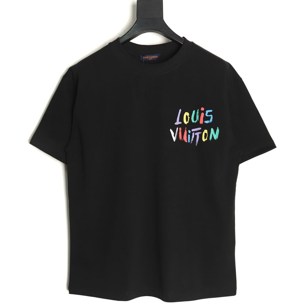 Louis Vuitton hand-painted colorful logo graffiti short-sleeved T-shirt TSK1