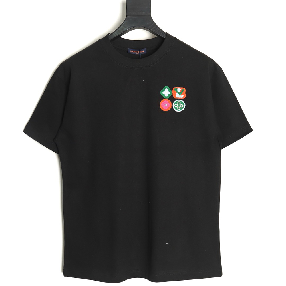 Louis Vuitton four-leaf clover logo embroidered short-sleeved T-shirt TSK1
