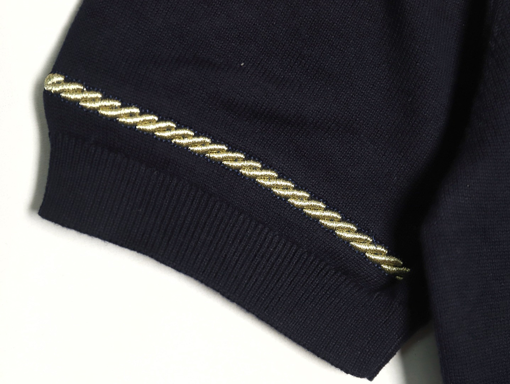 Louis Vuitton America's Cup Collection Gold Button Knitted Polo Short Sleeve