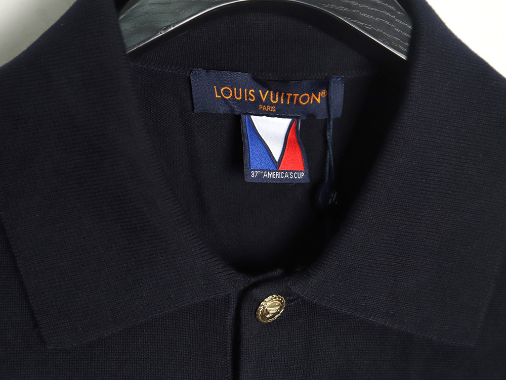 Louis Vuitton America's Cup Collection Gold Button Knitted Polo Short Sleeve