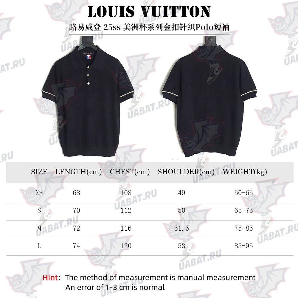 Louis Vuitton America's Cup Collection Gold Button Knitted Polo Short Sleeve