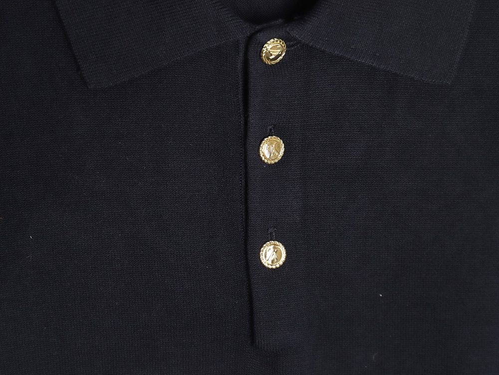 Louis Vuitton America's Cup Collection Gold Button Knitted Polo Short Sleeve