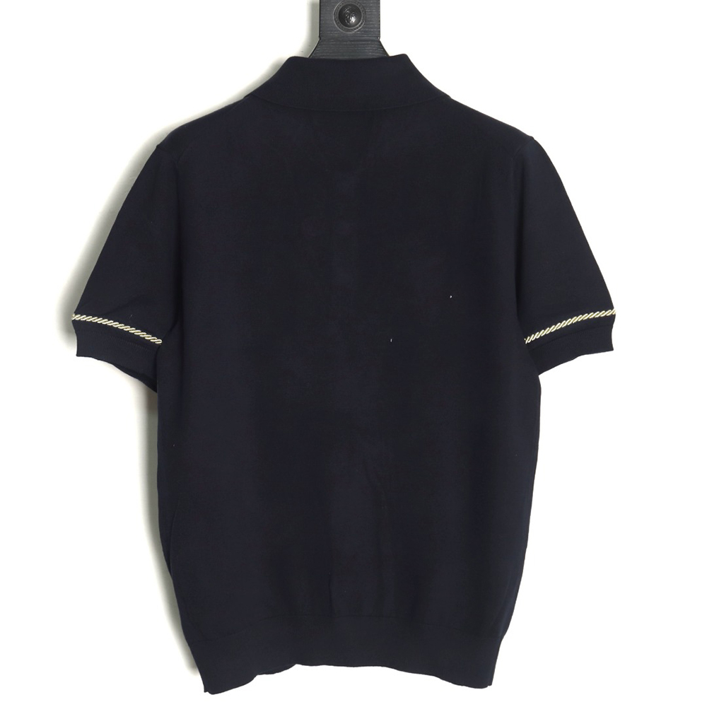 Louis Vuitton America's Cup Collection Gold Button Knitted Polo Short Sleeve