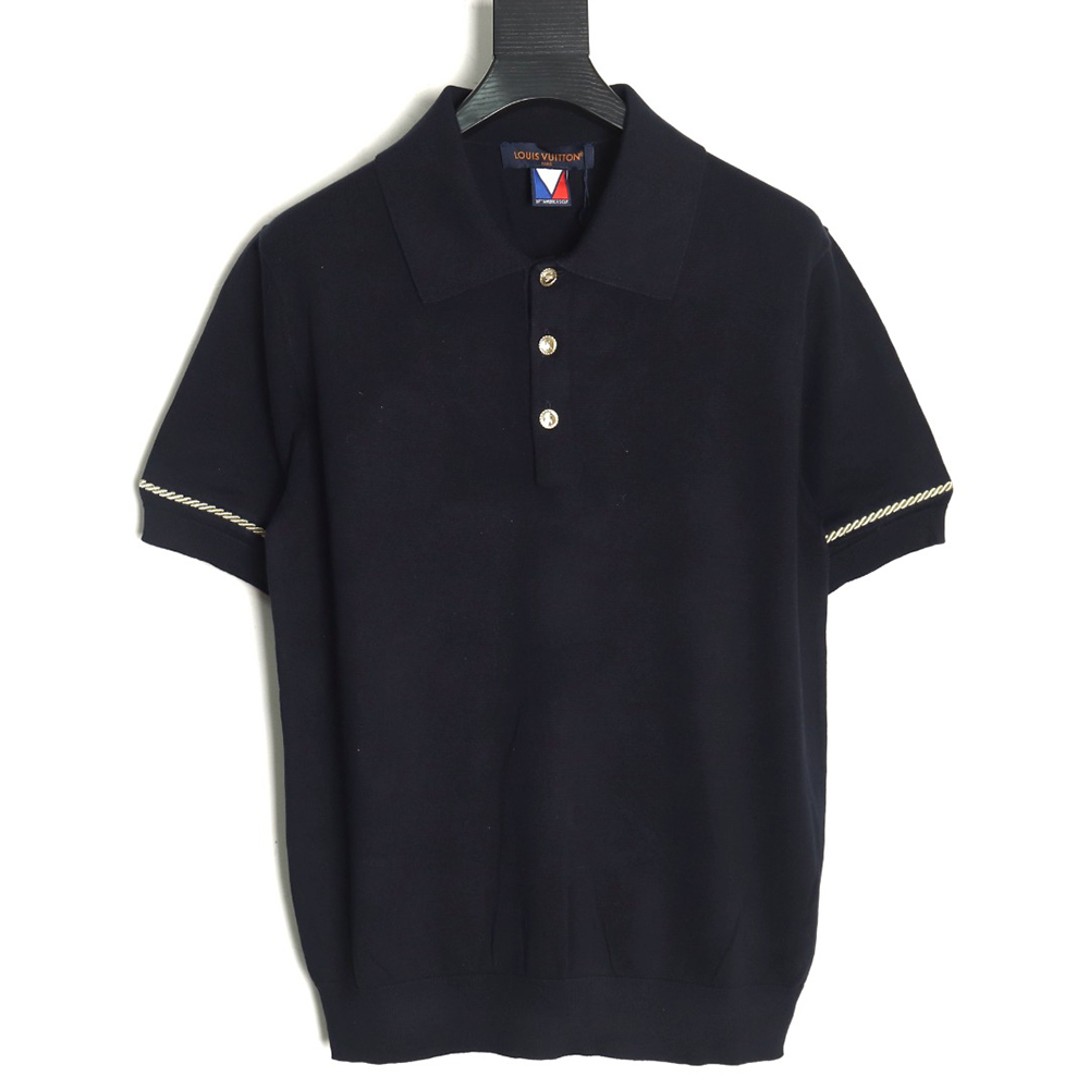 Louis Vuitton America's Cup Collection Gold Button Knitted Polo Short Sleeve
