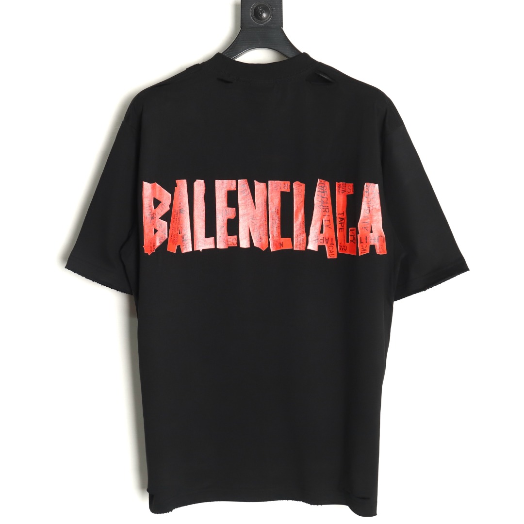 Balenciaga Tape Print Short Sleeve T-Shirt
