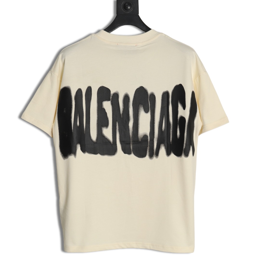 Gucci & Balenciaga joint graffiti letter print short-sleeve