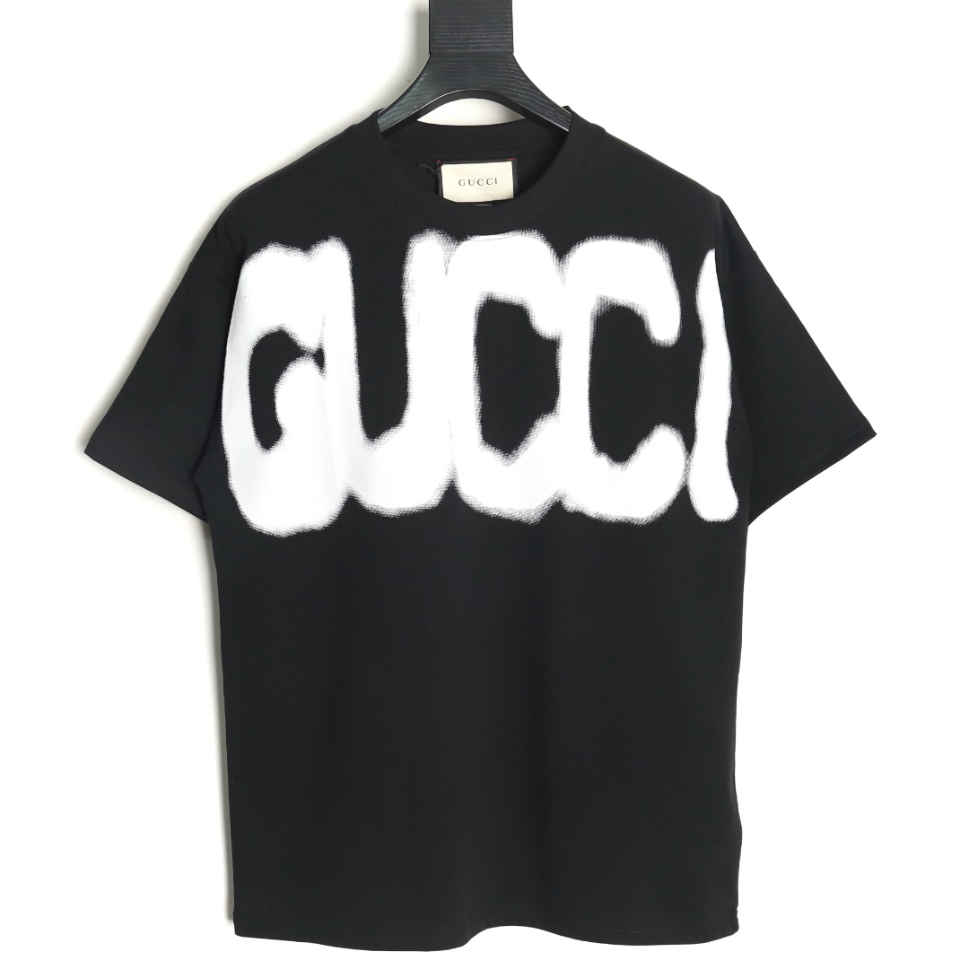 Gucci & Balenciaga joint graffiti letter print short-sleeve TSK1