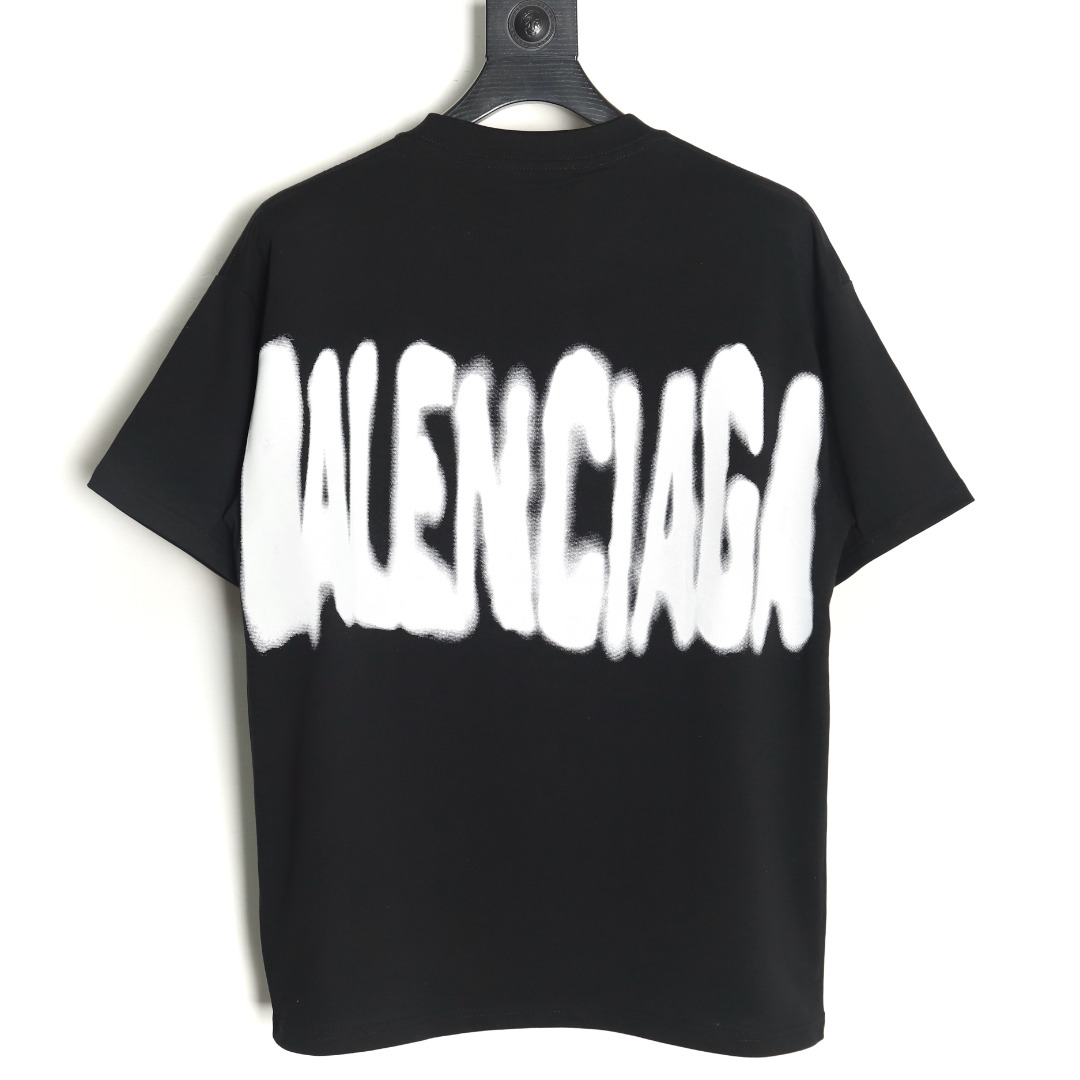 Gucci & Balenciaga joint graffiti letter print short-sleeve TSK1