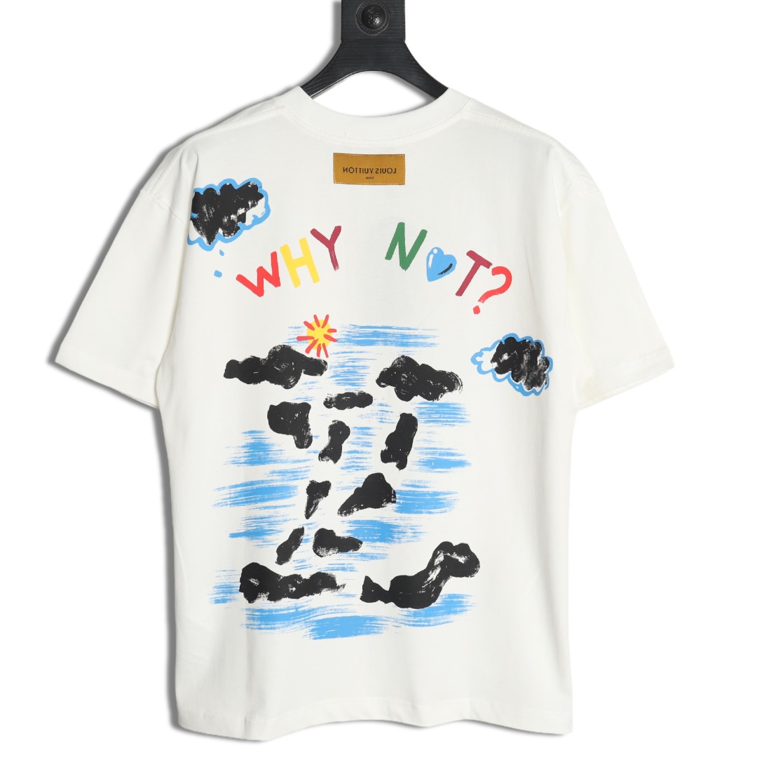 Louis Vuitton Back Painted Cloud Graffiti Short Sleeve T-shirt
