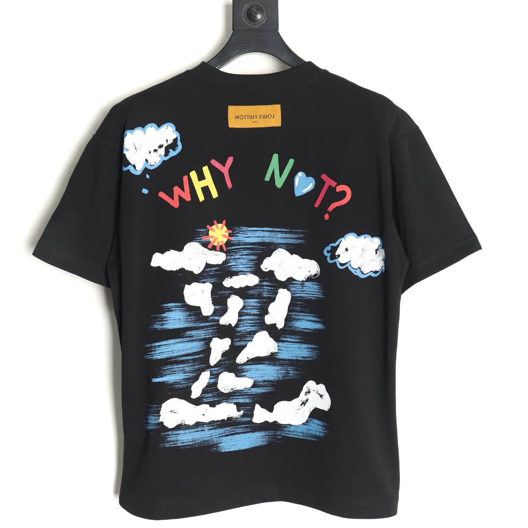 Louis Vuitton Back Painted Cloud Graffiti Short Sleeve T-shirt TSK1