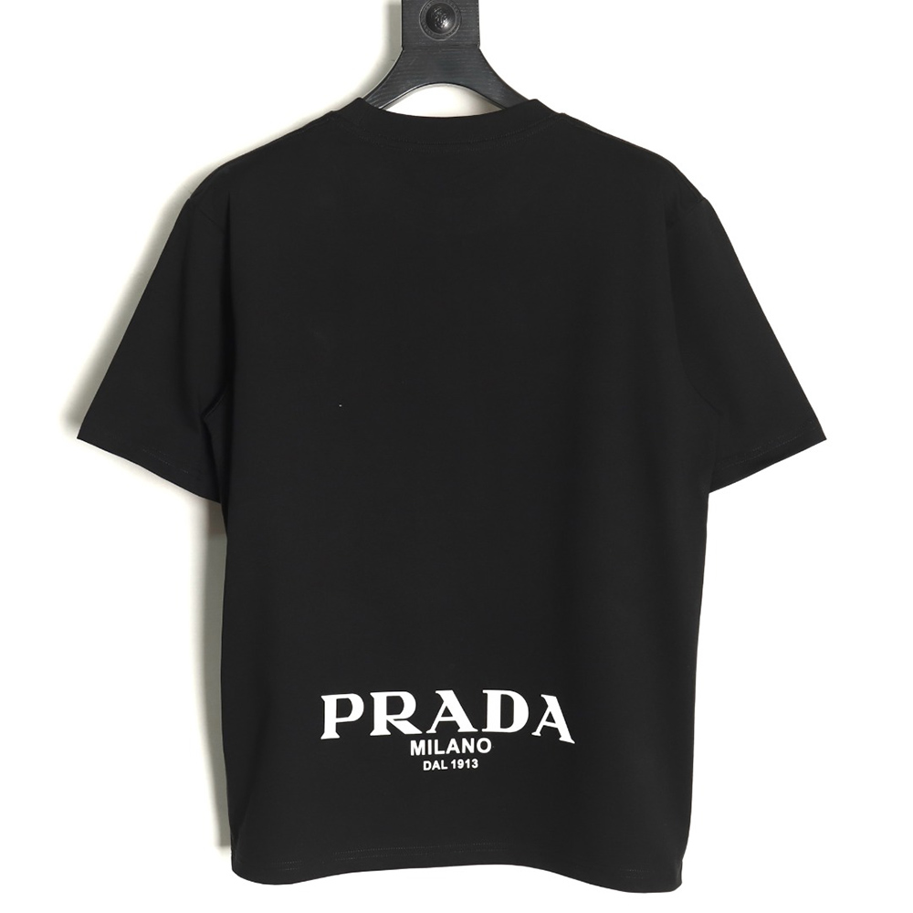 Prada Chest Triangle Logo Back Hem Letters Short Sleeves