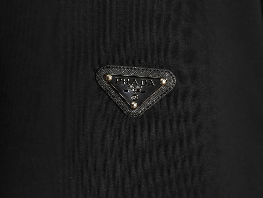 Prada Chest Triangle Logo Back Hem Letters Short Sleeves