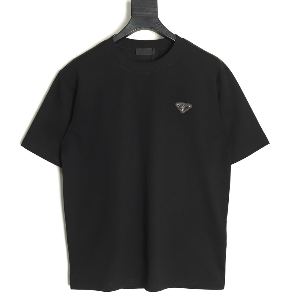 Prada Chest Triangle Logo Back Hem Letters Short Sleeves