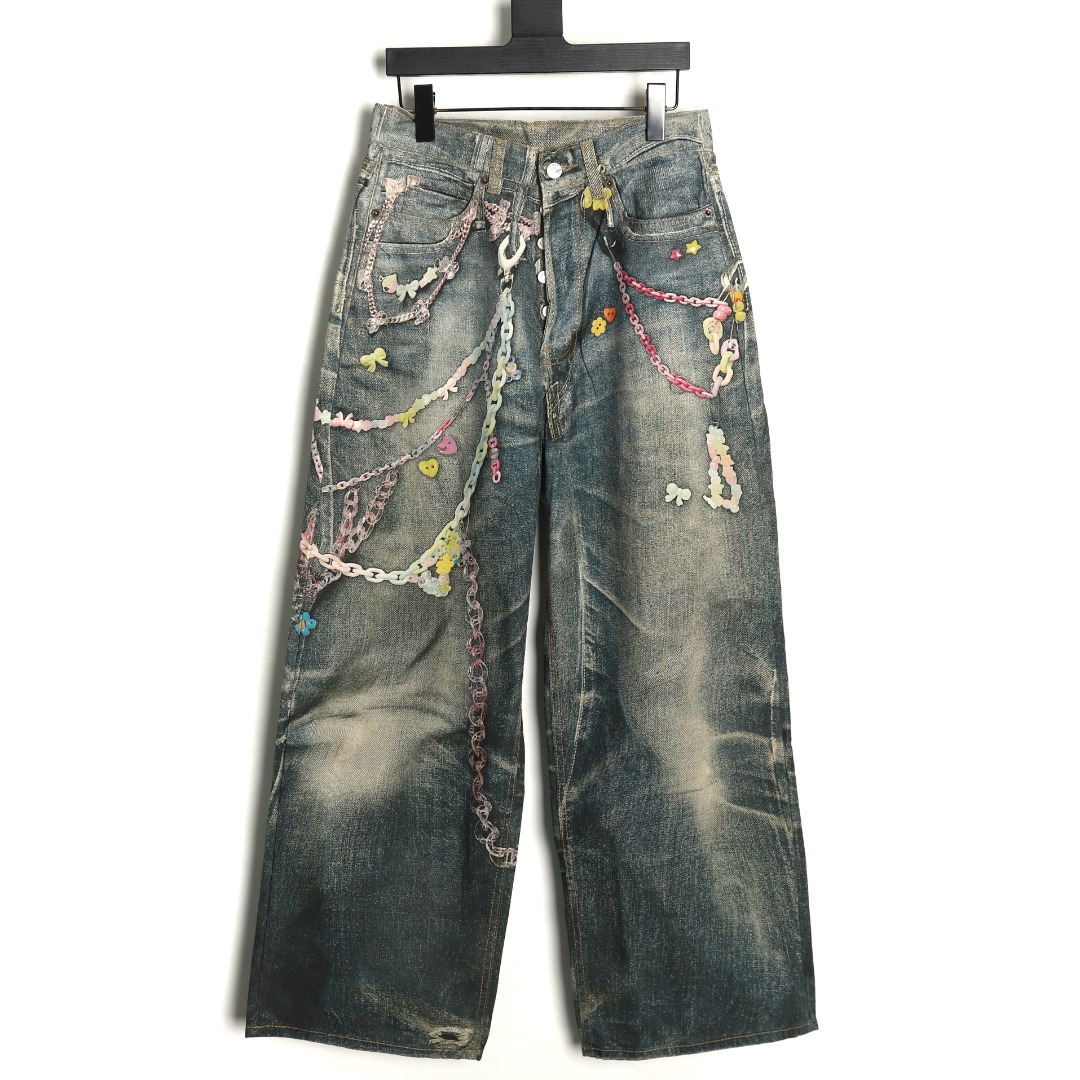 Acne Studios 1981M candy chain print denim trousers