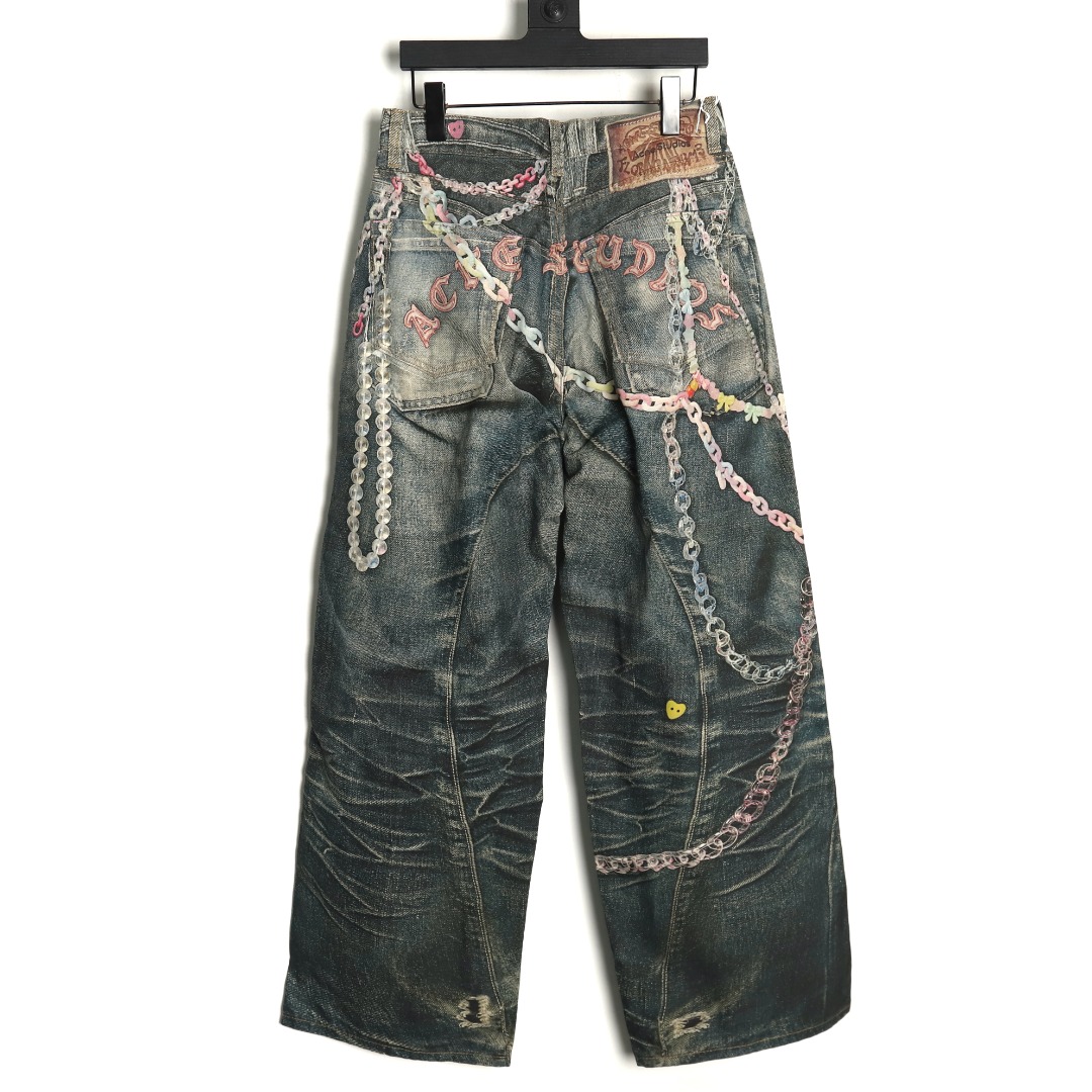 Acne Studios 1981M candy chain print denim trousers