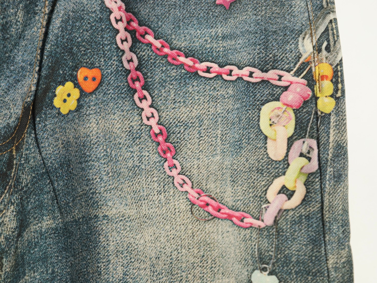 Acne Studios 1981M candy chain print denim trousers