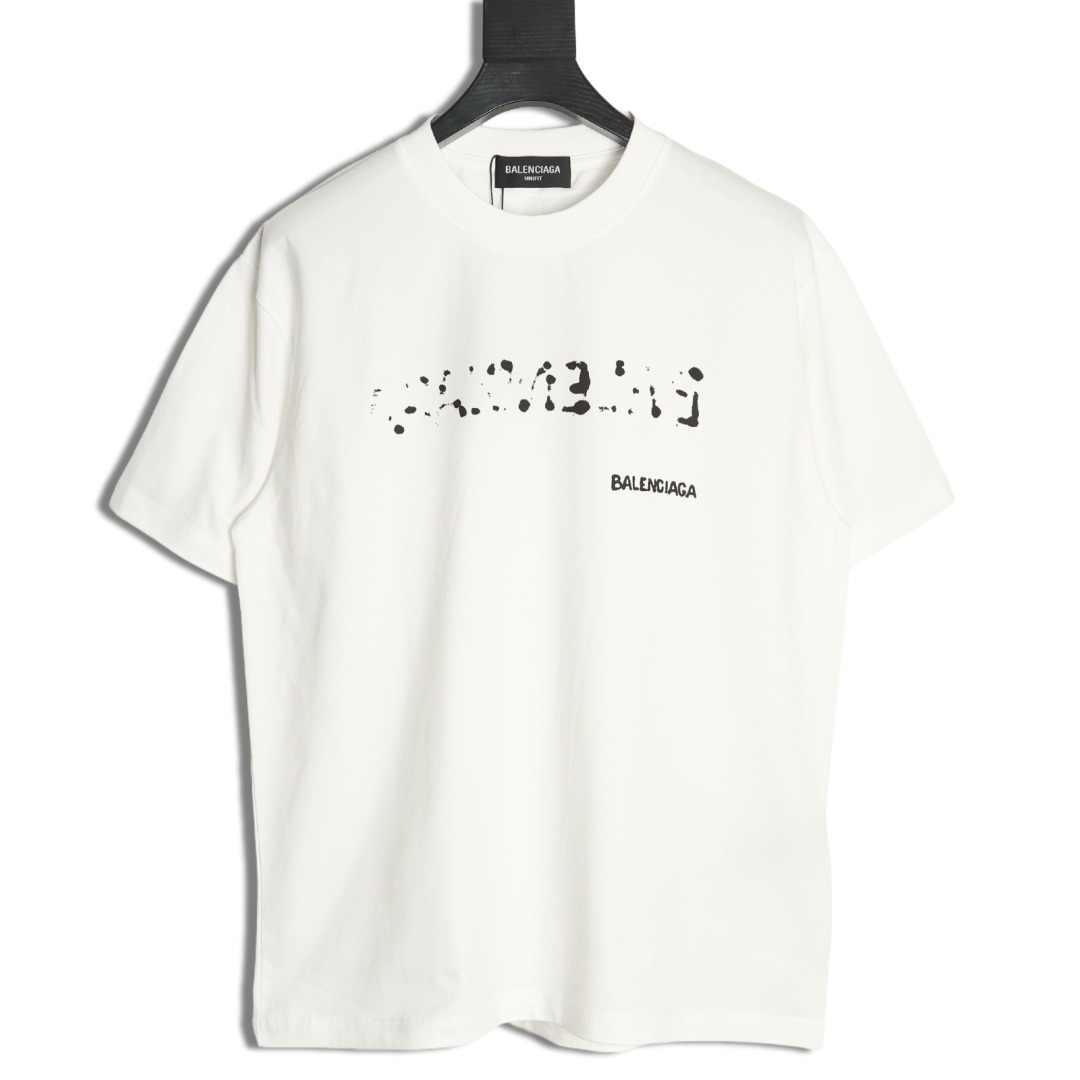 Balenciaga Hand-painted graffiti print washed short-sleeves